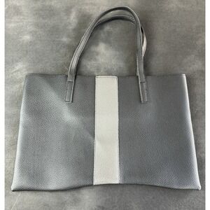 Vince Camuto Two-Tone Grained Vegan Leather Tote Black Work Laptop Travel Bag